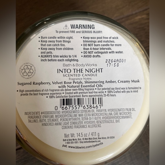 Bath & Body Works Into The Night 3 Wick Candle - Picture 5 of 6